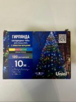 Гирлянда уличная на толстом черном проводе, свечение Мульти с мерцанием 10 м Uniel — изображение 2
